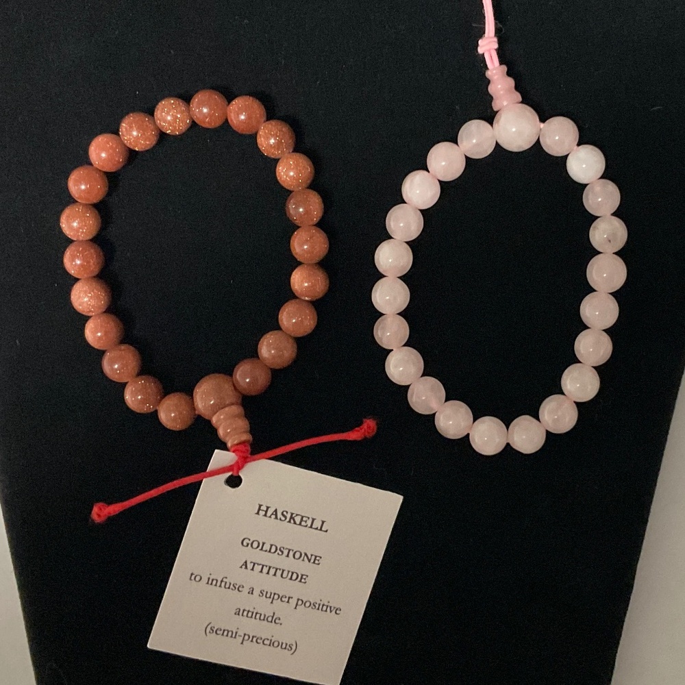 Haskell Goldstone Sparkling  &  Natural Rose Quartz Self-Love Stretch Bracelets